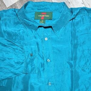 Collection 7 | Vintage 90's 100% Silk Button-down Longsleeve Shirt Sz XXL